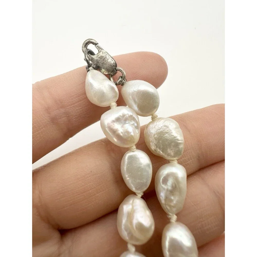 Keshi Pearl Bracelet White 925 Sterling Silver 8”